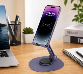 Adjustable Metal Phone Stand: 360° Rotation & Stable Base