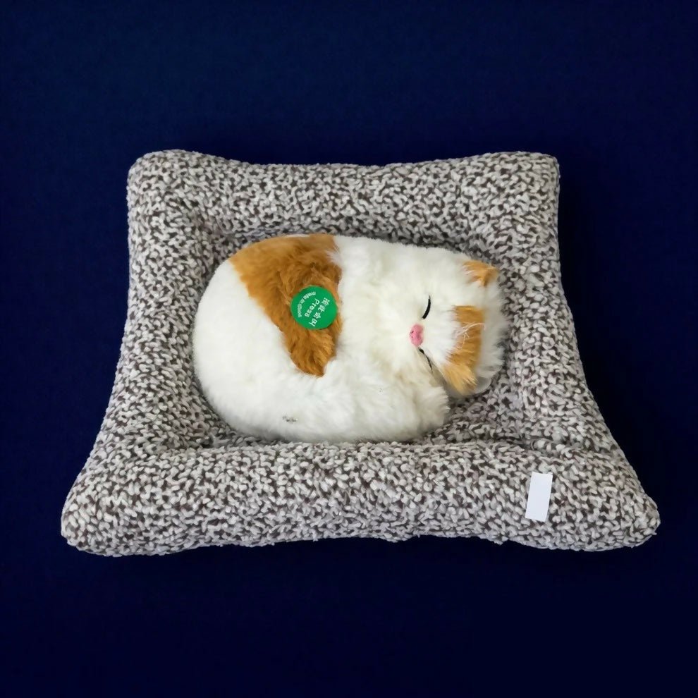 Adornable Sleeping Kitty Plush with Cozy Cushion Bed, Kids Stuffed Animal & Room Decor - Detailed Feature View 3