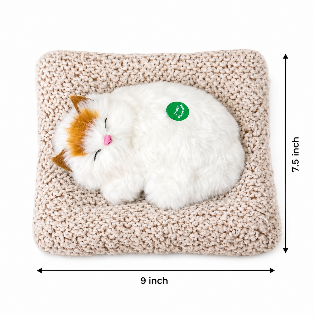 Adornable Sleeping Kitty Plush with Cozy Cushion Bed, Kids Stuffed Animal & Room Decor - Detailed Feature View 6