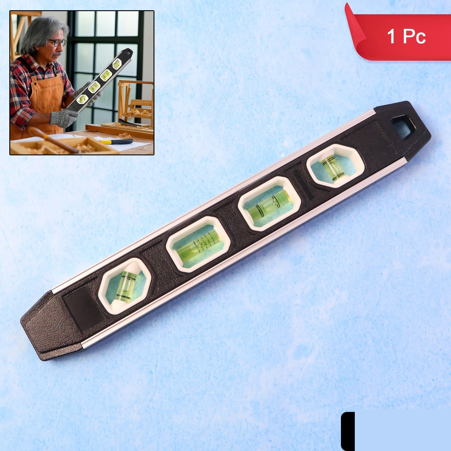 Aluminum Spirit Level – Precise 3-Bubble Measuring Tool - Detailed Feature View 1