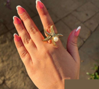 Anti-Tarnish Starfish Ring – Adjustable Beach-Inspired Fashion Ring for Women & Girls (Pack of 1 Pc)