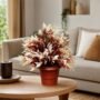 Premium Artificial Brown Cream Bonsai Bushy Plant in Terracotta Pot for Home Office Decor - Buy Online at Alikart