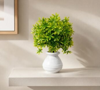 Artificial Plant with White Ceramic Pot for Home Office Décor Indoor Table Decoration
