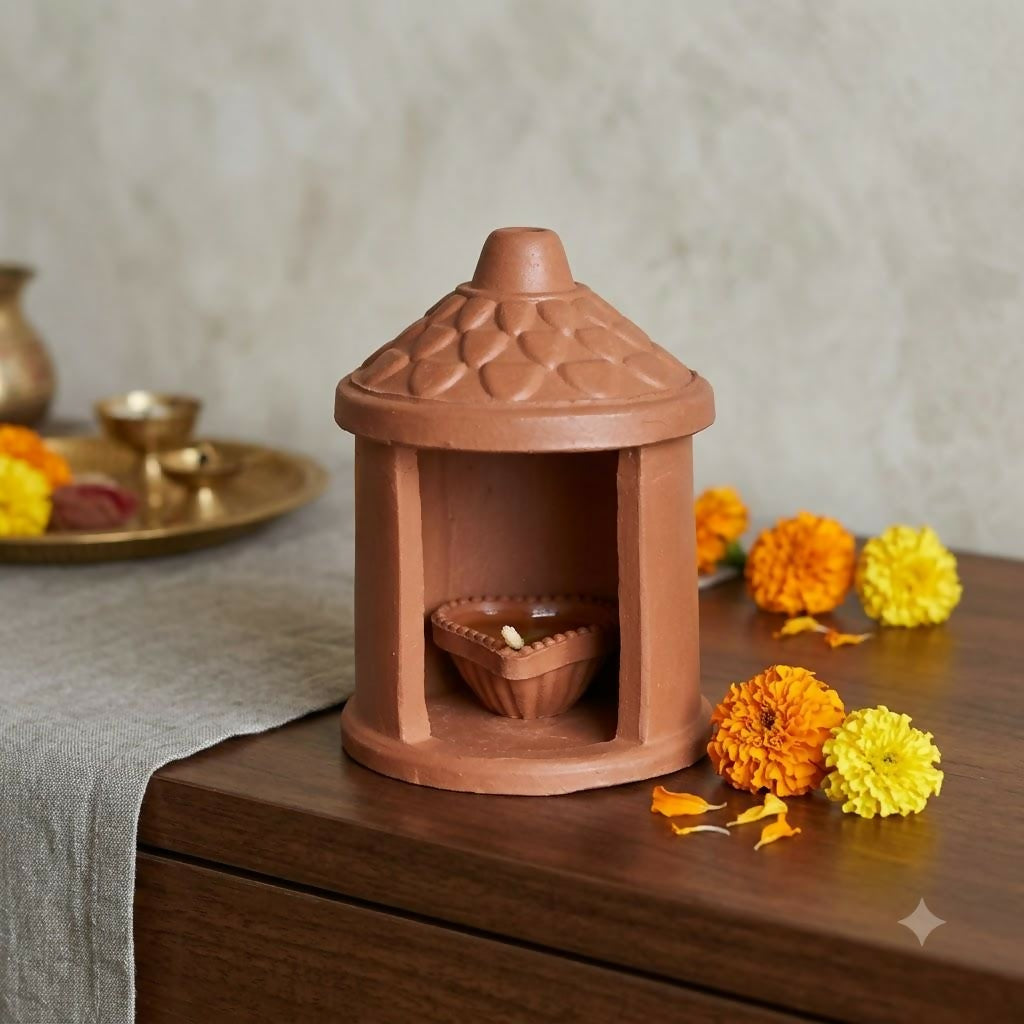 Premium Artisanal Terracotta Temple Diya Holder for Festive & Home Decor - Buy Online at Alikart