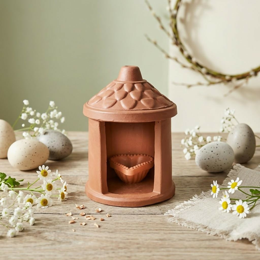 Artisanal Terracotta Temple Diya Holder for Festive & Home Decor - Detailed Feature View 4
