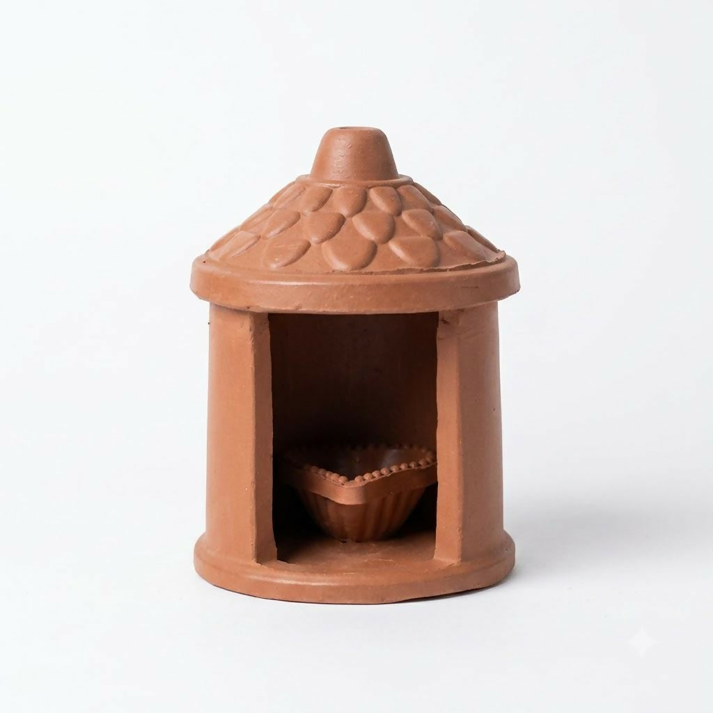 Artisanal Terracotta Temple Diya Holder for Festive & Home Decor - Detailed Feature View 5