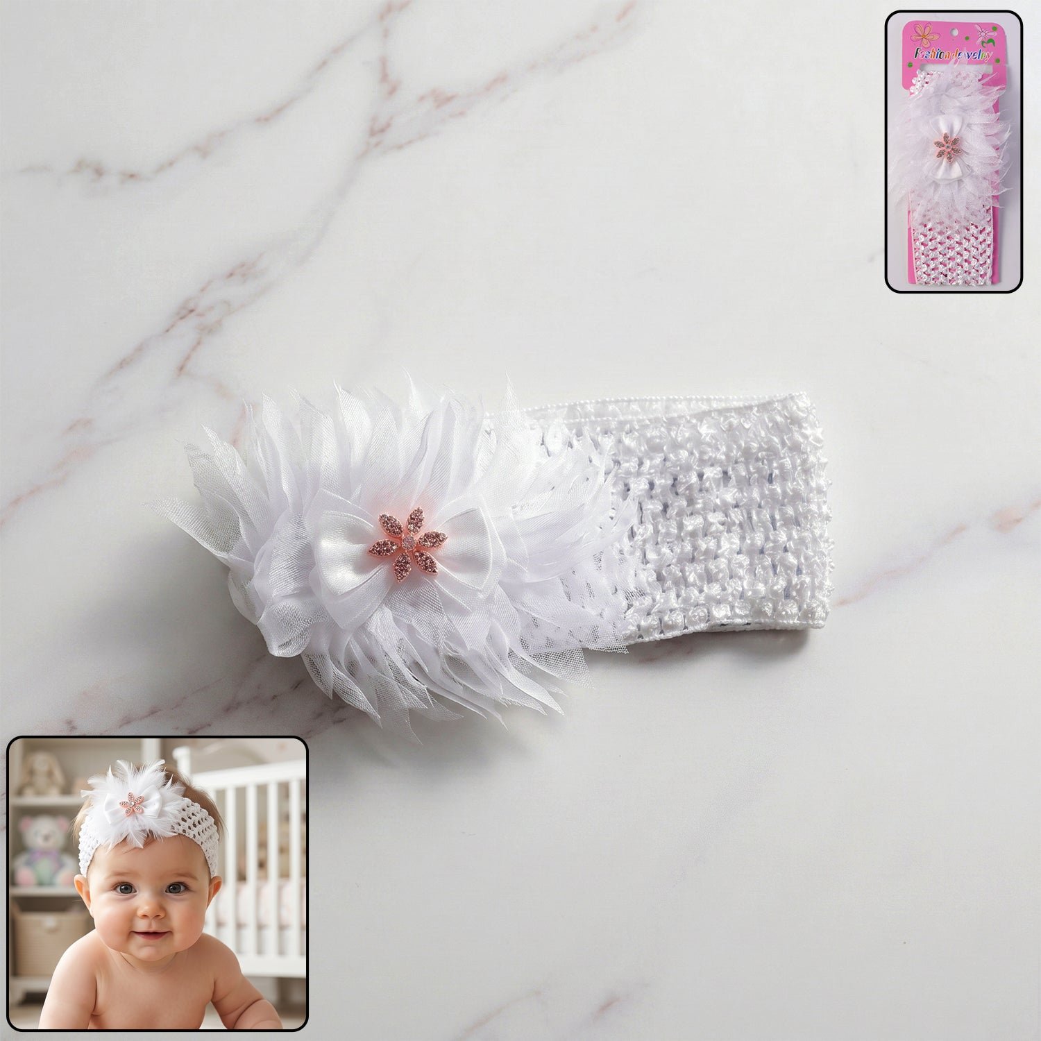 Baby Headband – Soft Elastic Floral Designed for Comfort & Style - Detailed Feature View 1