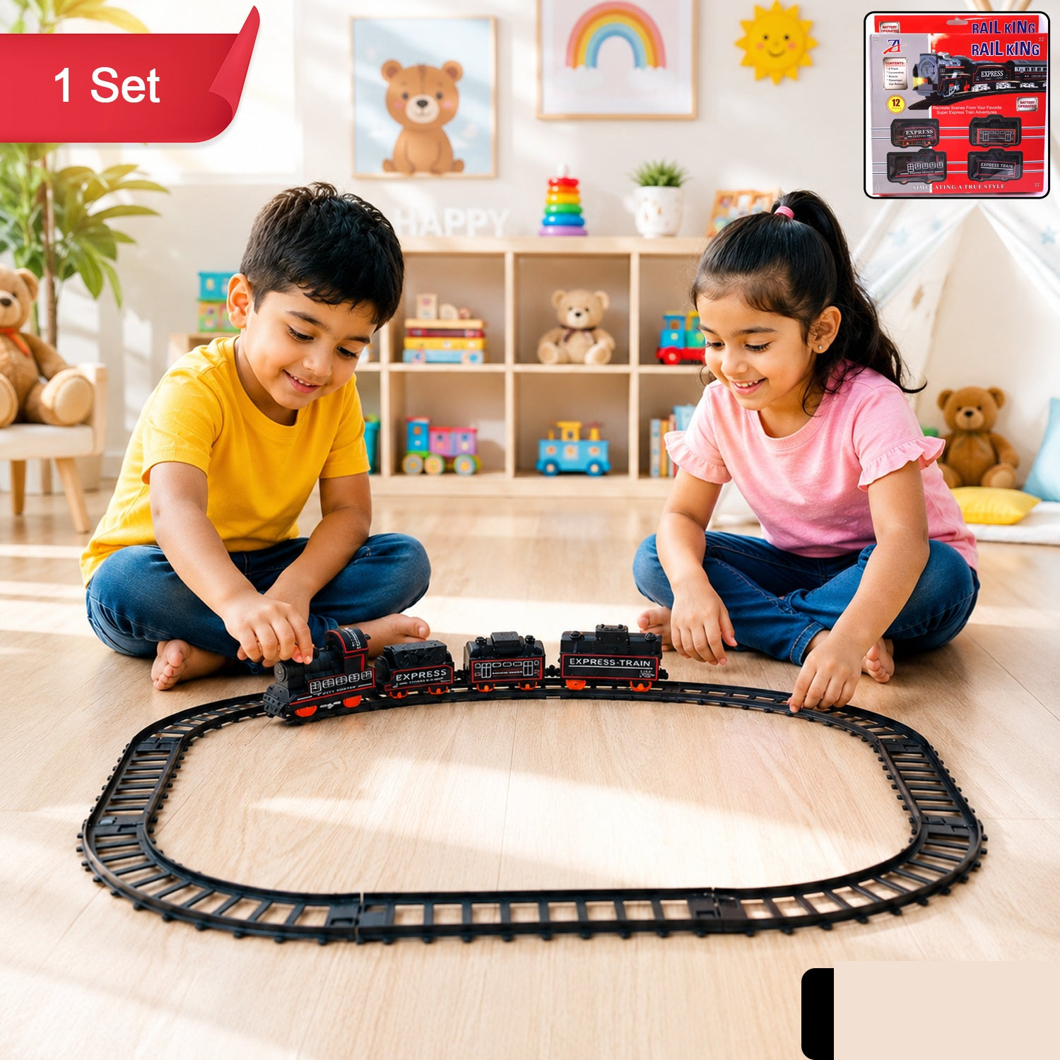 Battery Operated Train Set – Lights & Sounds for Kids' Fun - Detailed Feature View 1