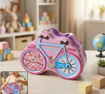 Bicycle Shape Piggy Bank – Colourful Kids’ Saving Toy with Lock