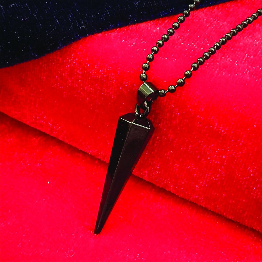 Black Bar Chain Pendant Set – Sleek Modern Men's Jewelry - Detailed Feature View 3