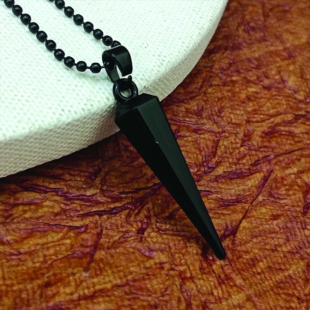 Black Bar Chain Pendant Set – Sleek Modern Men's Jewelry - Detailed Feature View 4