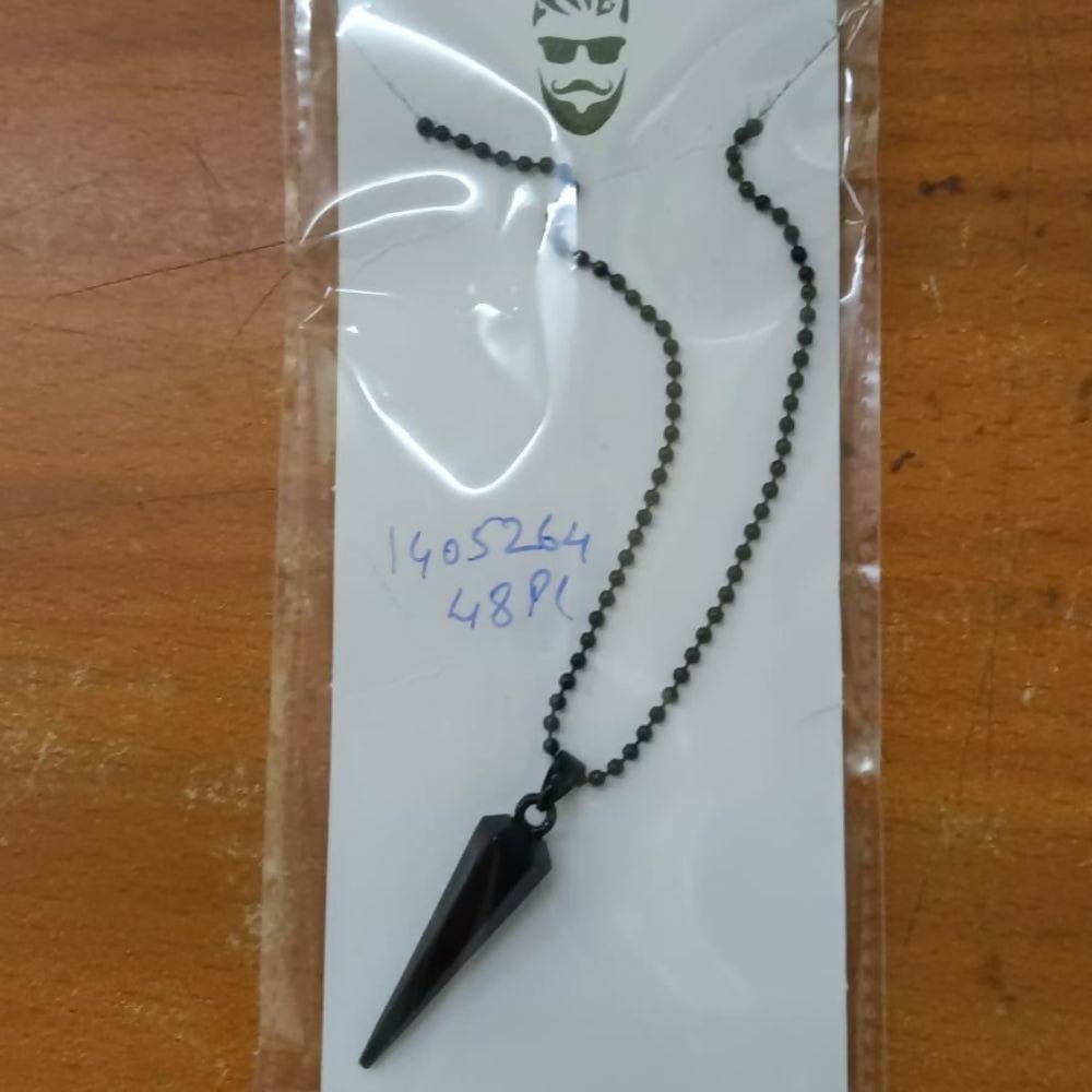 Black Bar Chain Pendant Set – Sleek Modern Men's Jewelry - Detailed Feature View 6