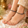 Premium Black Beaded Evil Eye Anklet Pair for Women Traditional Adjustable Foot Jewellery - Buy Online at Alikart