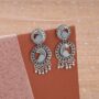 Premium Boho Peacock Mirror Work Jhumka Earrings in Antique Silver - Buy Online at Alikart