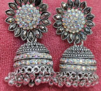 Boho Vintage Oxidized Silver Jhumka Earrings – Lightweight Ethnic Statement Jewelry