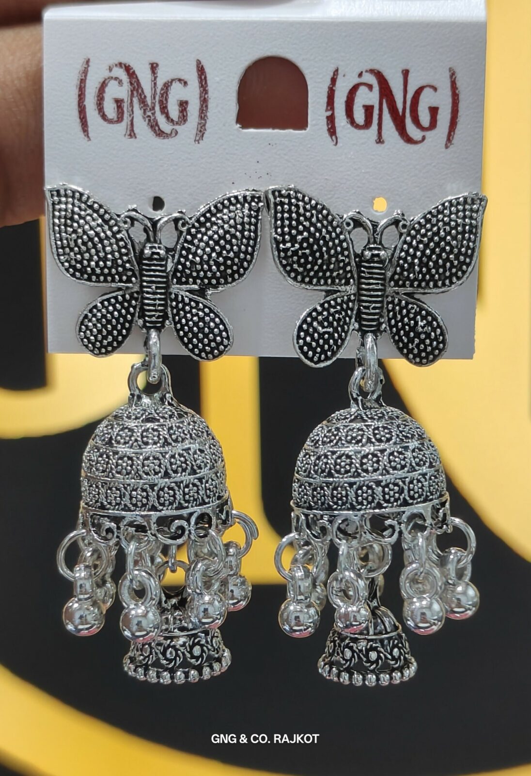 Butterfly Jhumka Earrings – Lightweight Ethnic Design - Detailed Feature View 2