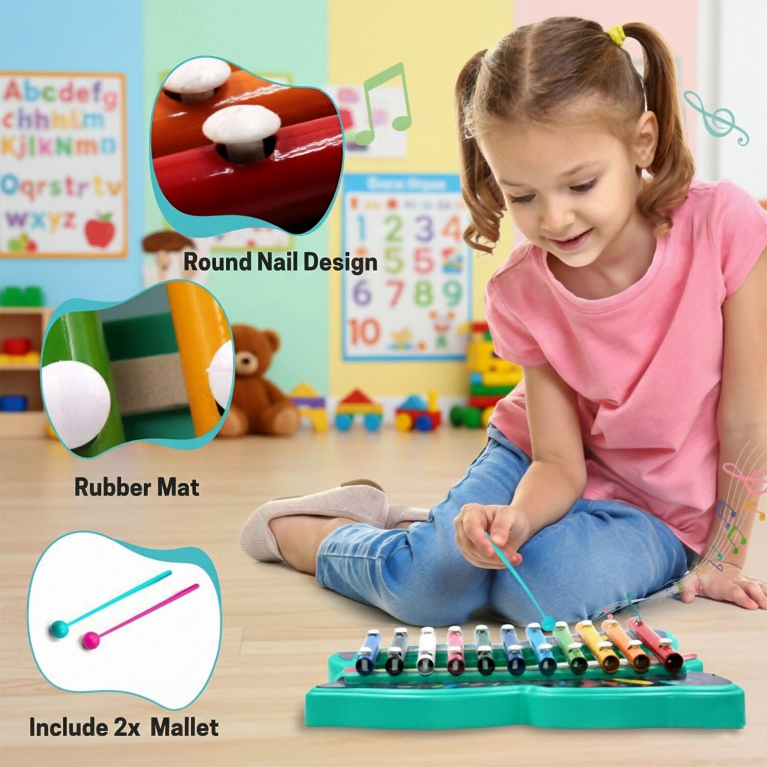 Butterfly Xylophone – Colorful 12-Tone Musical Learning Toy - Detailed Feature View 2
