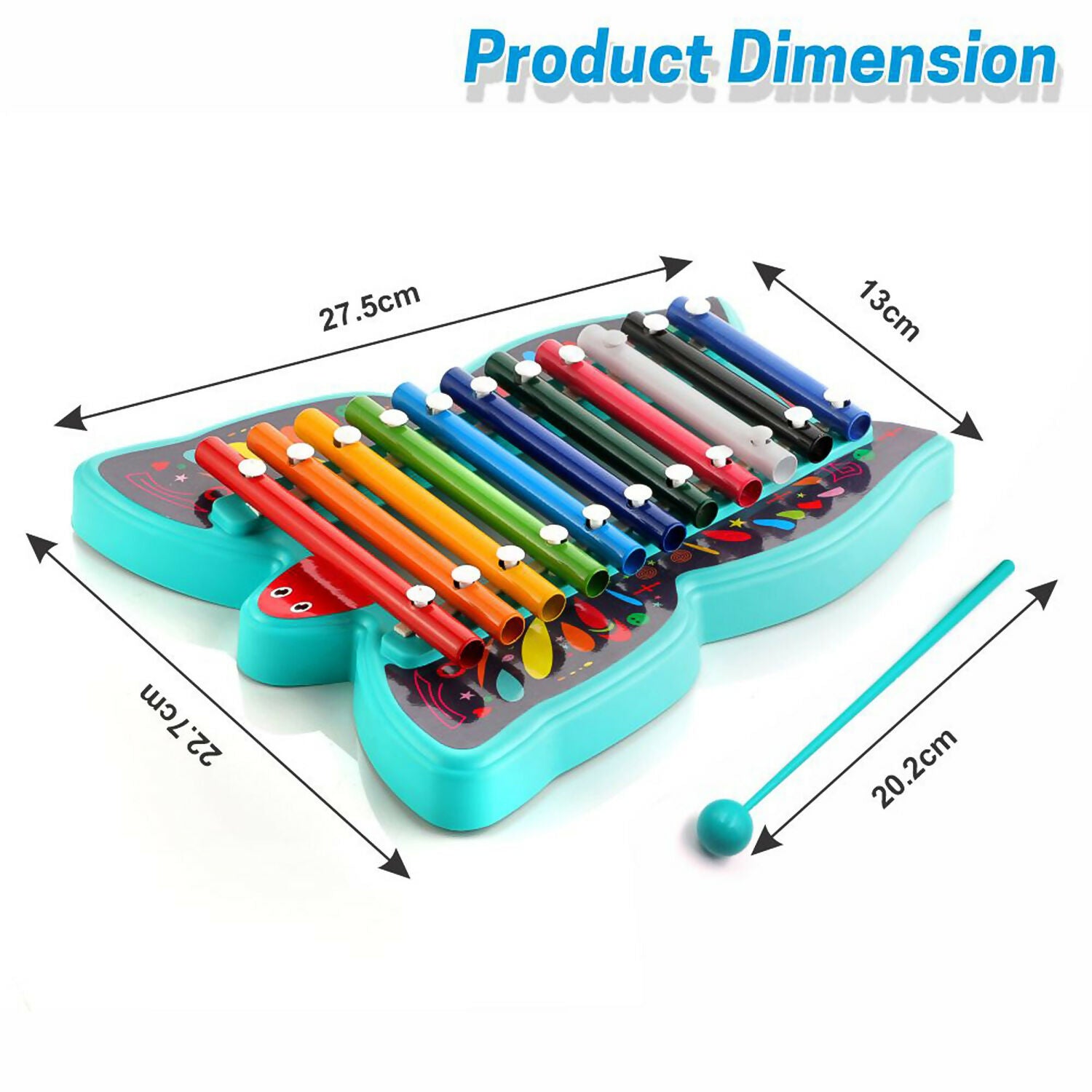 Butterfly Xylophone – Colorful 12-Tone Musical Learning Toy - Detailed Feature View 4