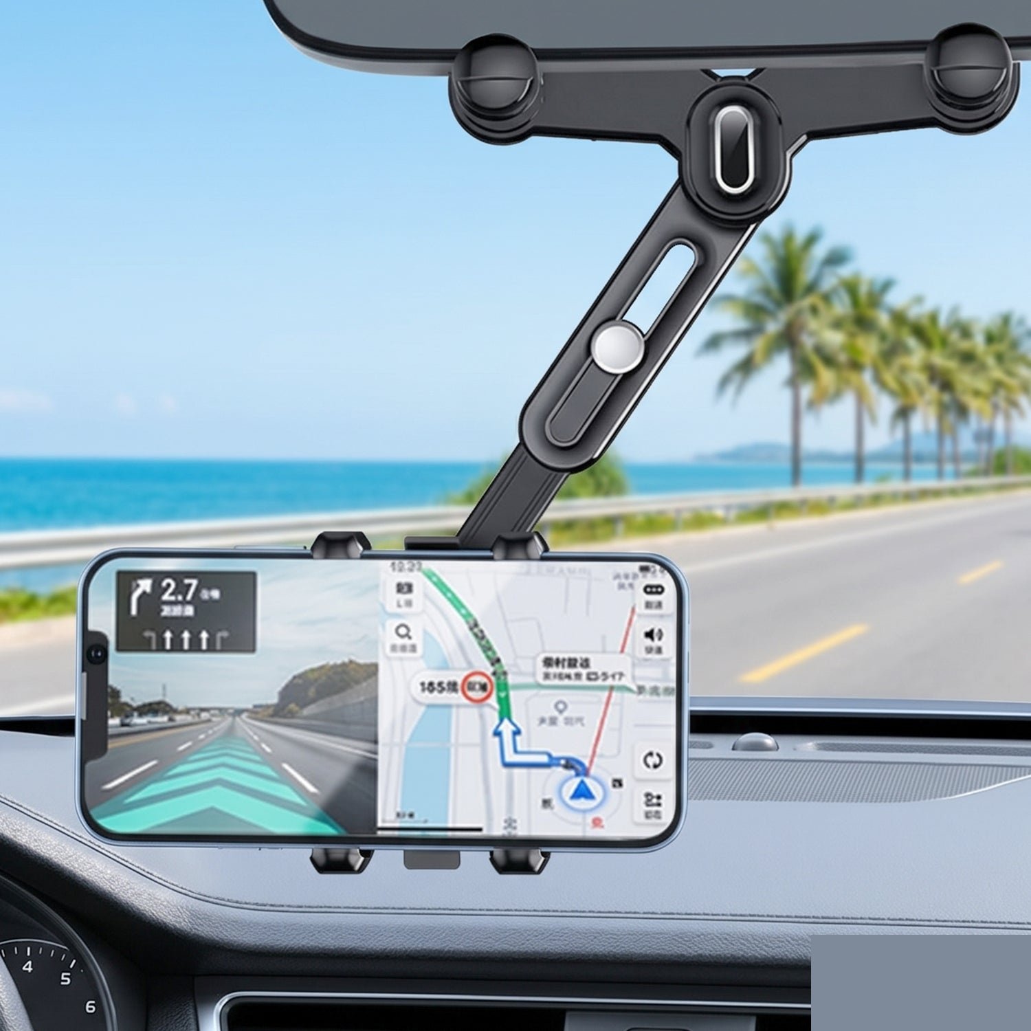 Car Rear View Mirror Phone Holder – 360° Adjustable & Retractable - Detailed Feature View 6