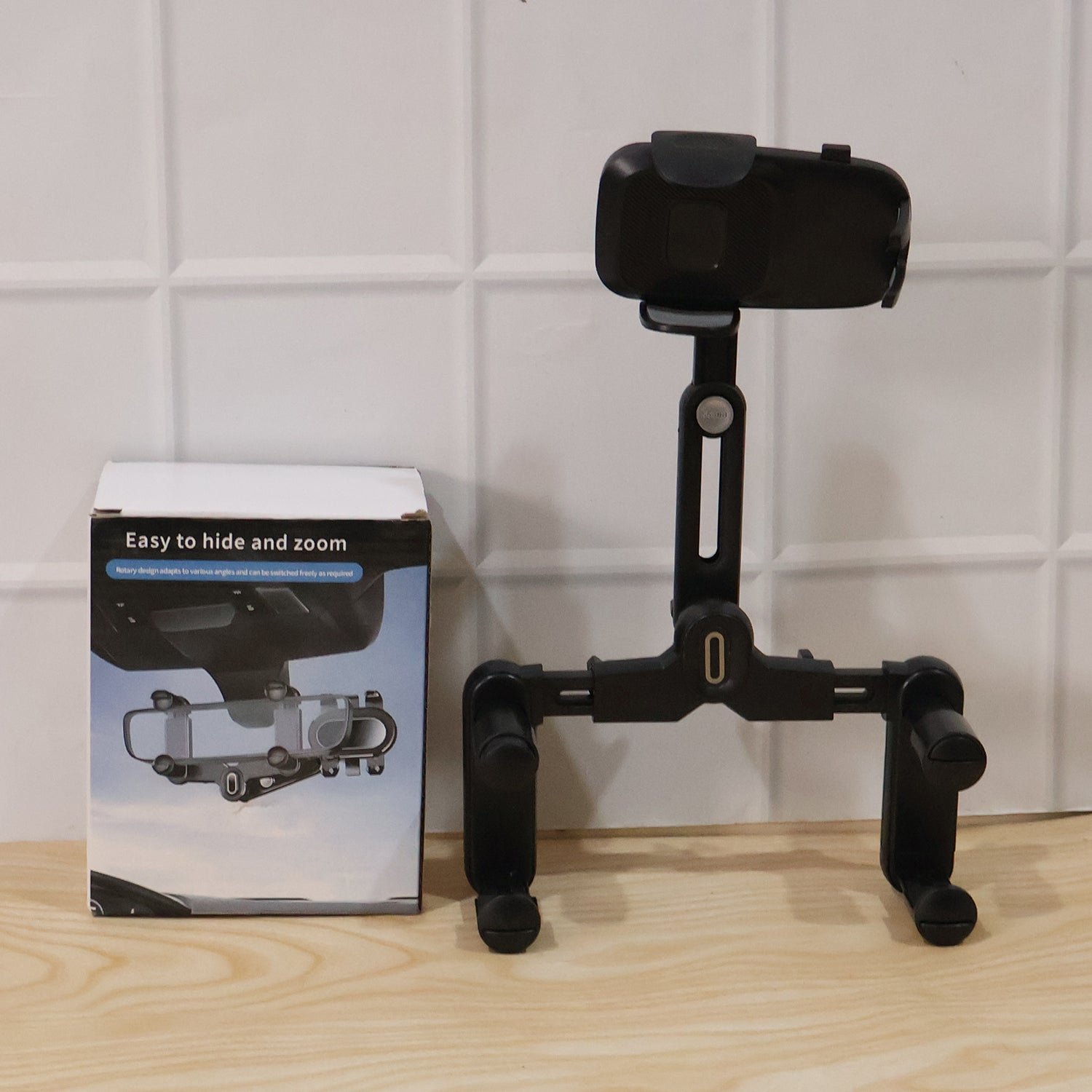 Car Rear View Mirror Phone Holder – 360° Adjustable & Retractable - Detailed Feature View 7