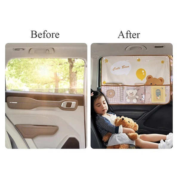 Car Window Cover With Pocket (Random Print) - Detailed Feature View 2