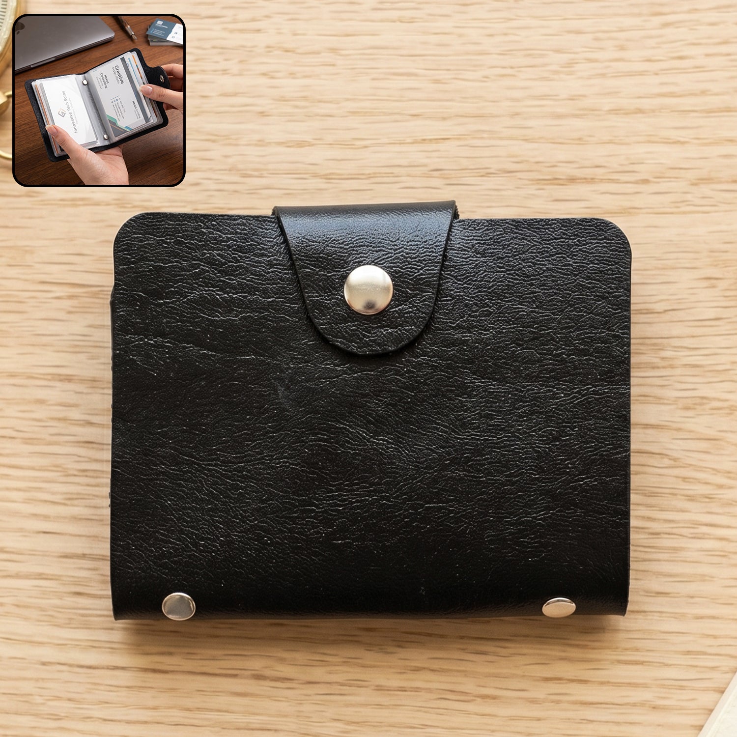 Card Holder Wallet – Slim, Durable PU Leather Organizer for Cards - Detailed Feature View 7