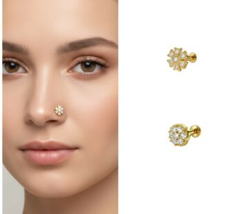 Celestial Starburst Gold-Plated Flat Back Nose Stud Set