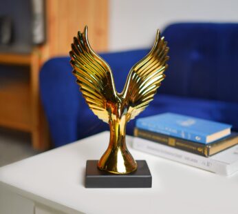 Ceramic Decor Object Sculpture Eagle or Phoeni x in Black & Golden