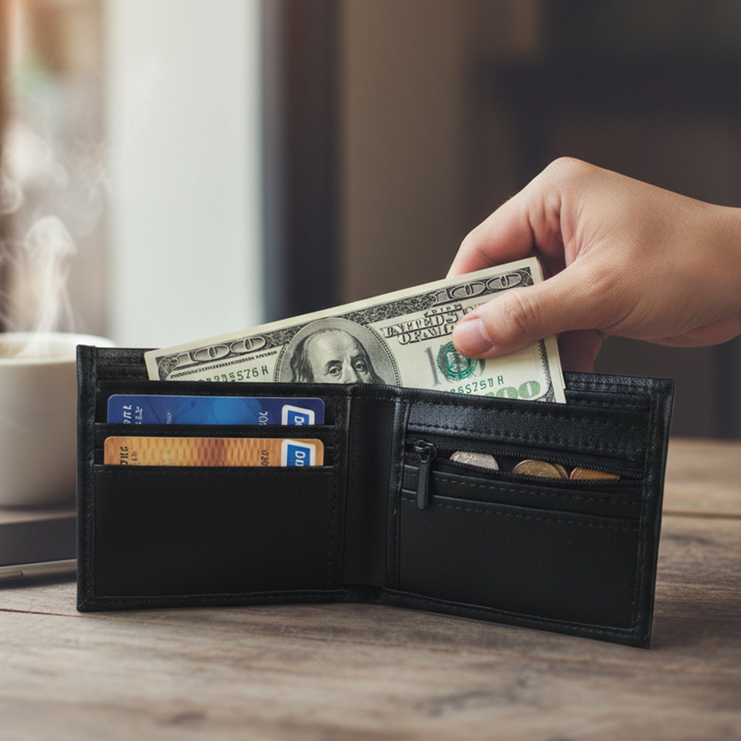 Classic Bi-Fold Wallet for Men – Slim with Multiple Card Slots - Detailed Feature View 2