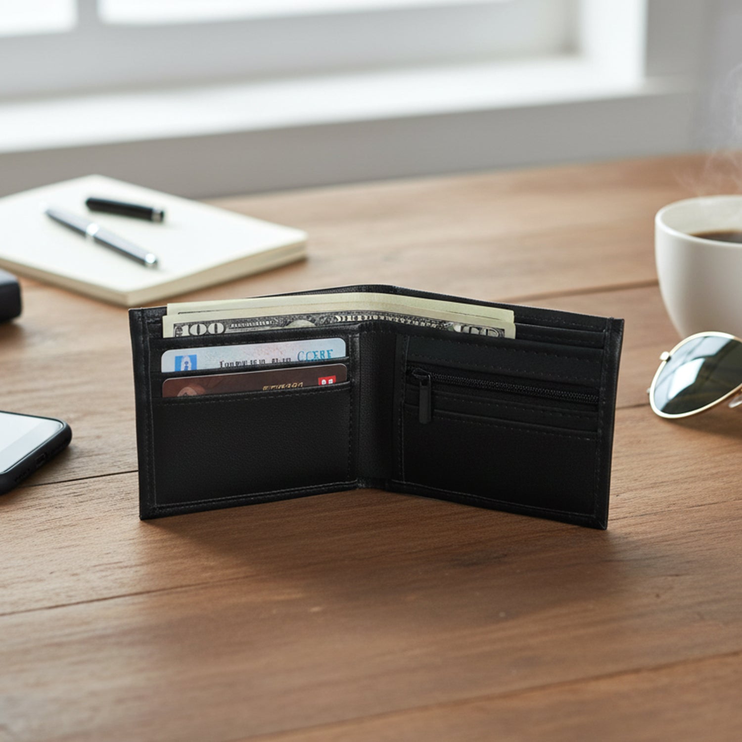 Classic Bi-Fold Wallet for Men – Slim with Multiple Card Slots - Detailed Feature View 4
