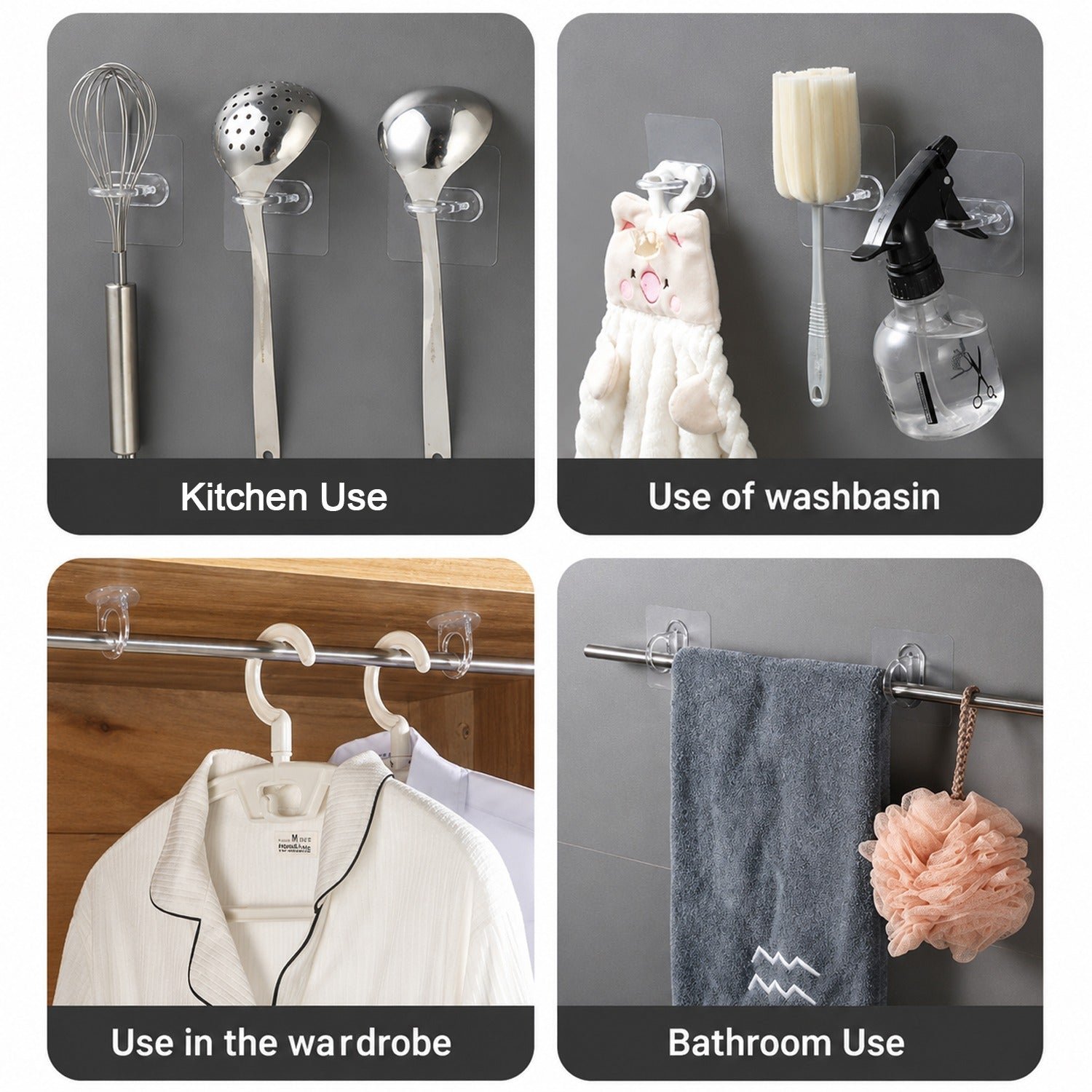 Clear Adhesive Wall Hook – Hassle-Free No-Drill Organization - Detailed Feature View 6