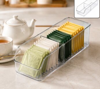 Clear Plastic Storage Organizer Box with Dividers for Kitchen