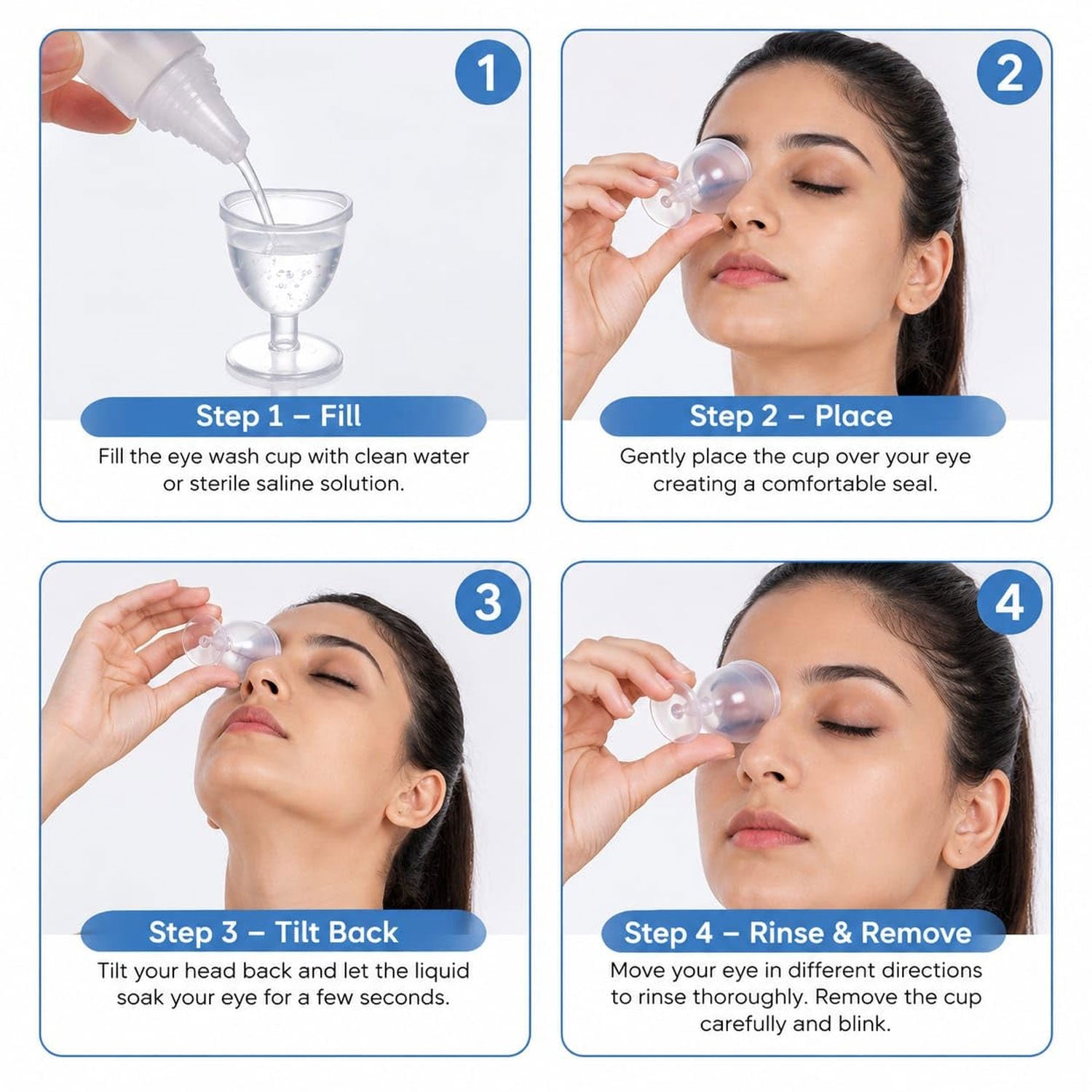 Clear Reusable Eye Wash Cups - 2-Piece Ergonomic Rinsing Set with Stable Base - Detailed Feature View 6