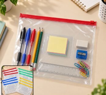 Clear View Zipper Storage Pouches – Multipurpose Document & Stationery Organizers