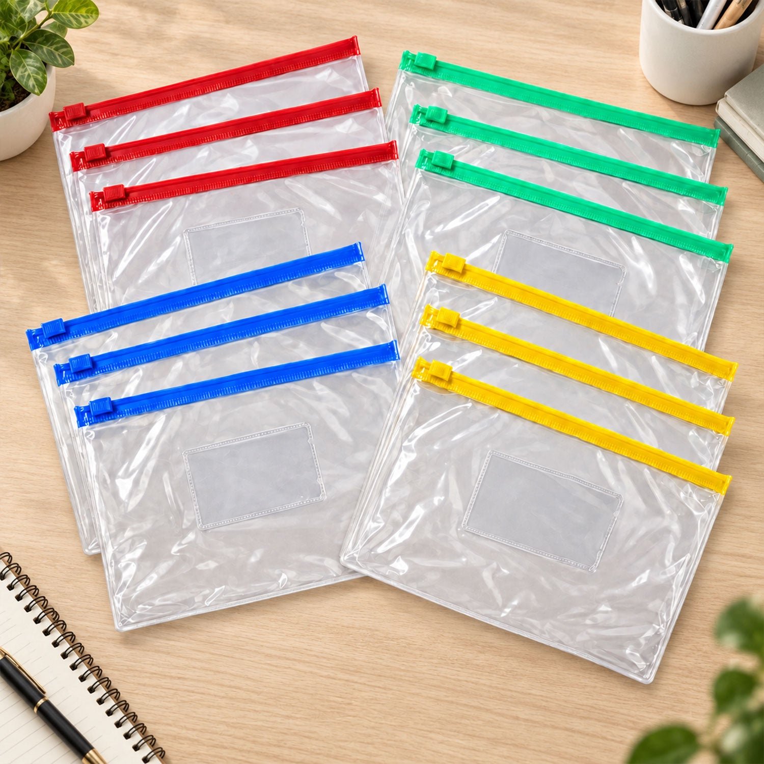 Clear View Zipper Storage Pouches - Multipurpose Document & Stationery Organizers - Detailed Feature View 2