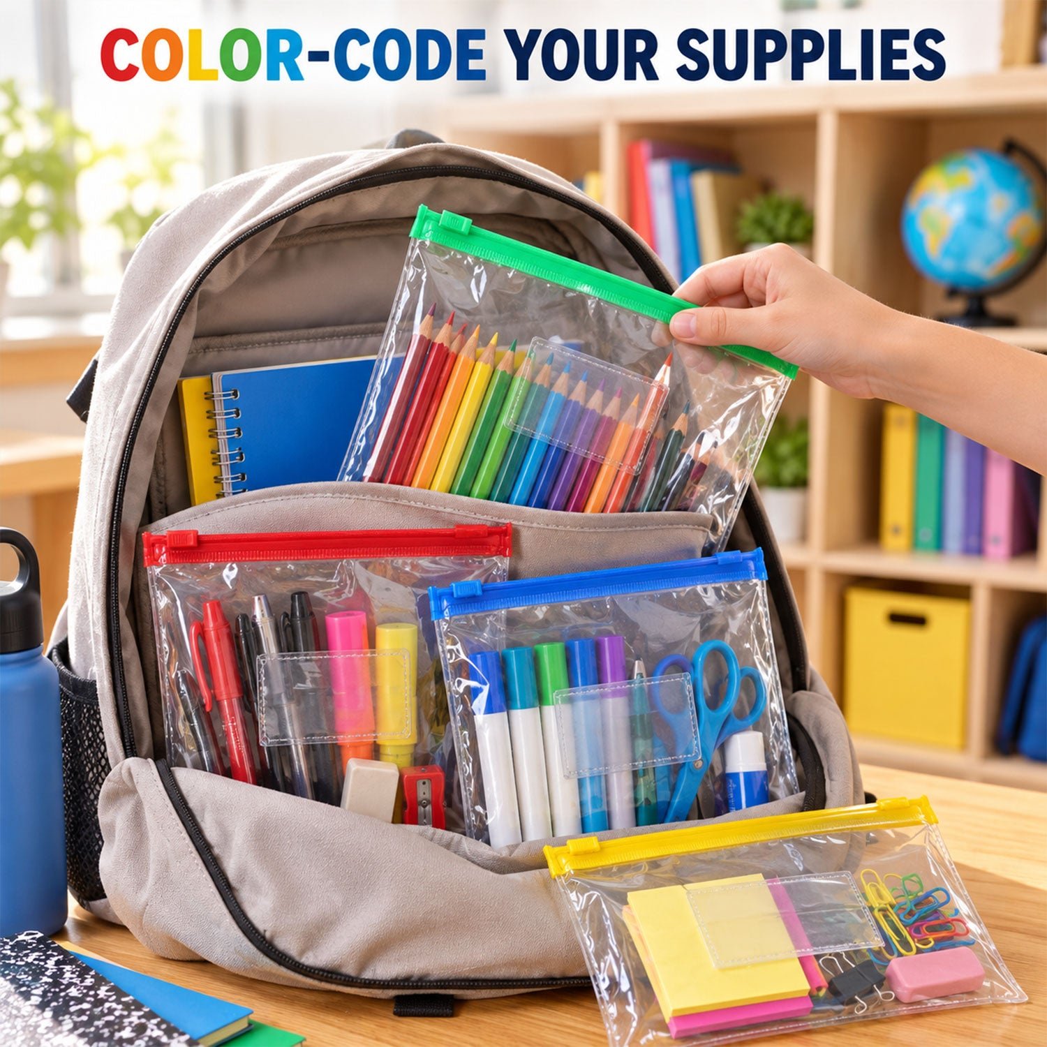 Clear View Zipper Storage Pouches - Multipurpose Document & Stationery Organizers - Detailed Feature View 6