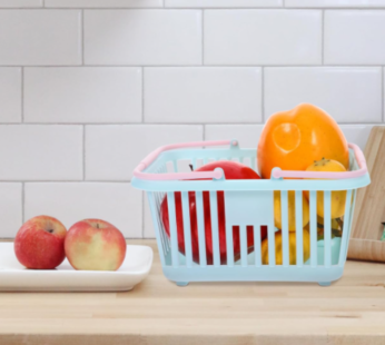 Compact Plastic Mini Shopping Basket with Handles – Rectangular Open-Top Utility and Storage Bin
