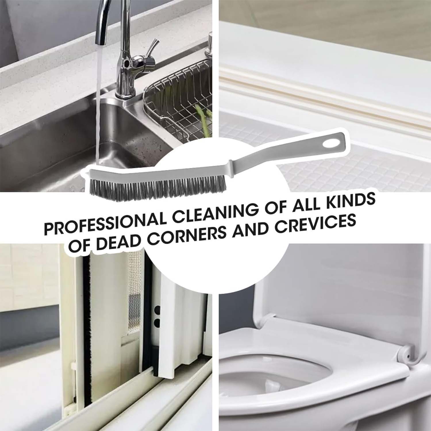 Corner Cleaning Brush – Long Handle Stiff Bristle Set (2 Pc) - Detailed Feature View 3
