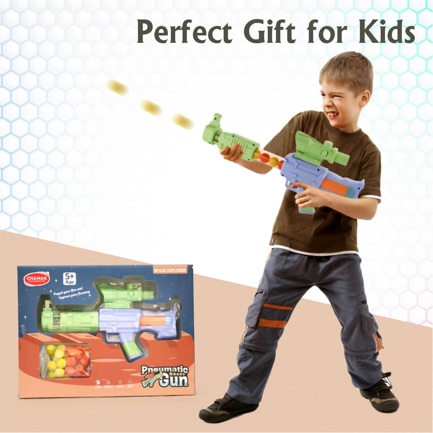 Cosmic Ranger Air-Powered Foam Blaster Toy with Soft Balls - Detailed Feature View 1