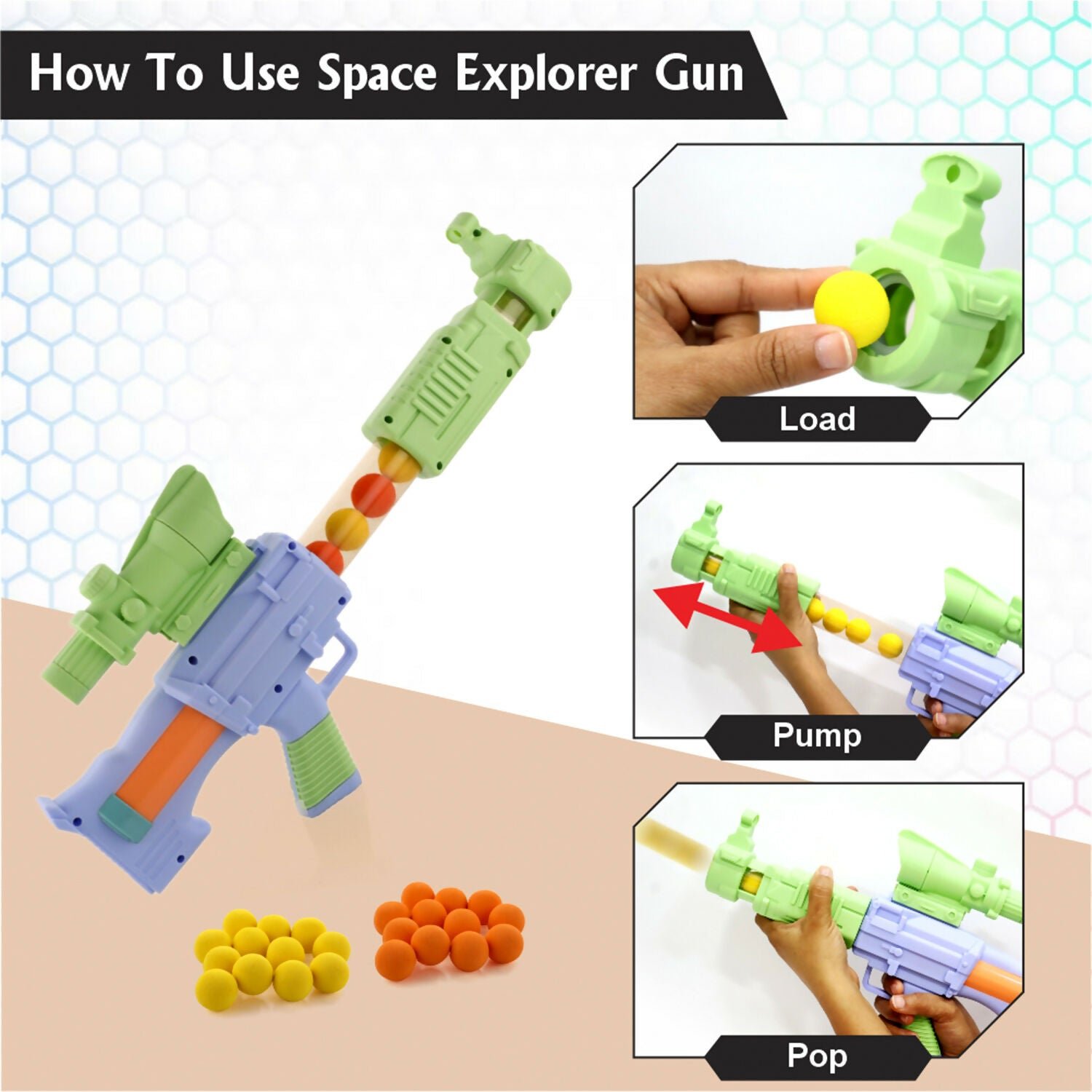 Cosmic Ranger Air-Powered Foam Blaster Toy with Soft Balls - Detailed Feature View 3