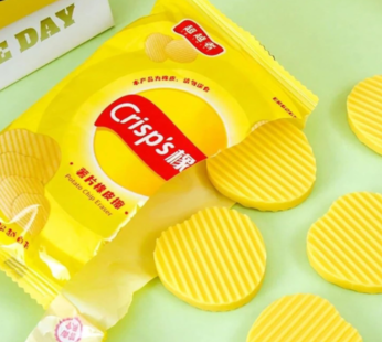 Crisp’s Eraser Potato Chip-Shaped Eraser Set – Cute Snack Design Stationery Erasers (Pack of 4 Pcs)
