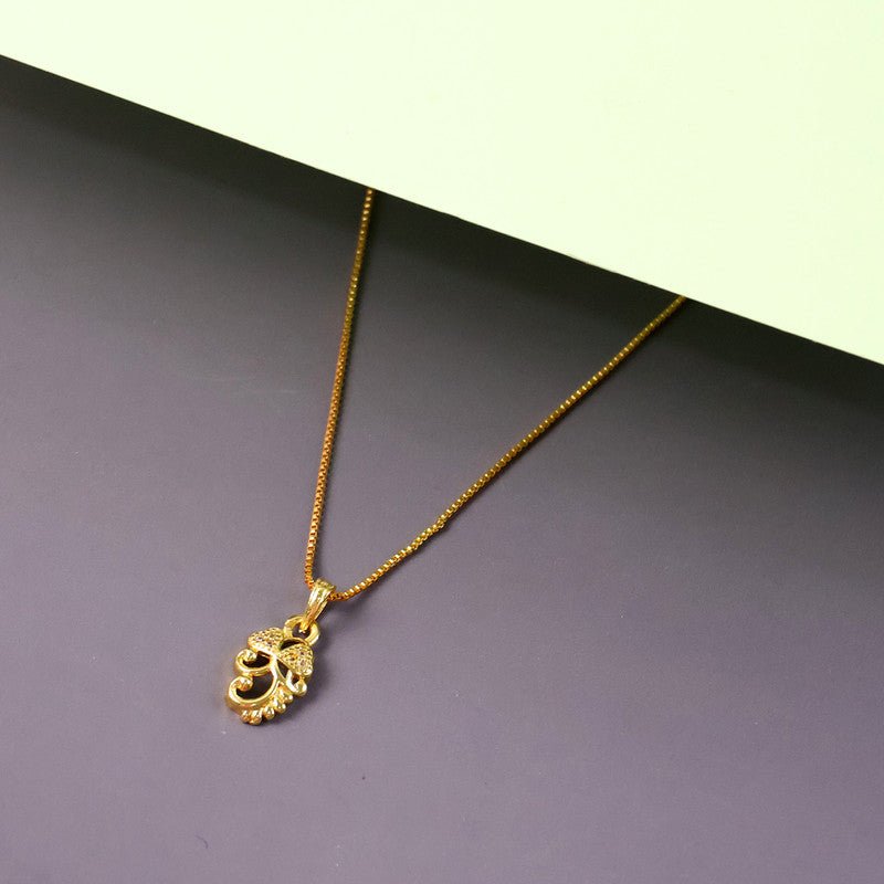 Premium Crystal Studded Leaf Swirl Pendant Necklace – Elegant & Stylish - Buy Online at Alikart