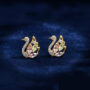 Premium Crystal Swan Stud Earrings – Multicolor Gold Finish for Women - Buy Online at Alikart