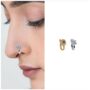 Premium Cubic Zirconia Clip-On Star Flower Nose Pins - Non-Pierced Silver Tone Set of 2 - Buy Online at Alikart