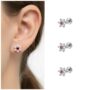 Premium Cubic Zirconia Ruby Flower Silver Stud Earrings Set of 3 - Buy Online at Alikart