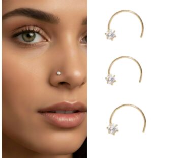 CZ Nose Screw – Secure & Hypoallergenic Nosepin Combo Pack of 3