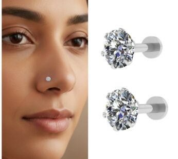 Dainty Flat Back Silver Nose Studs – Comfort Fit Daily Wear Combo Pack of 2