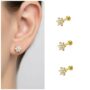 Premium Dainty Floral Crystal Labret Stud – Gold Plated Flat-Back Cartilage Earring - Buy Online at Alikart