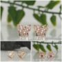 Premium Dazzling Rose Gold Butterfly & Heart CZ Stud Earrings - 3-Pair Gift Set - Buy Online at Alikart