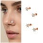Premium Dazzling Rose Gold Floral Labret Piercing with Sparkling Crystals - Buy Online at Alikart